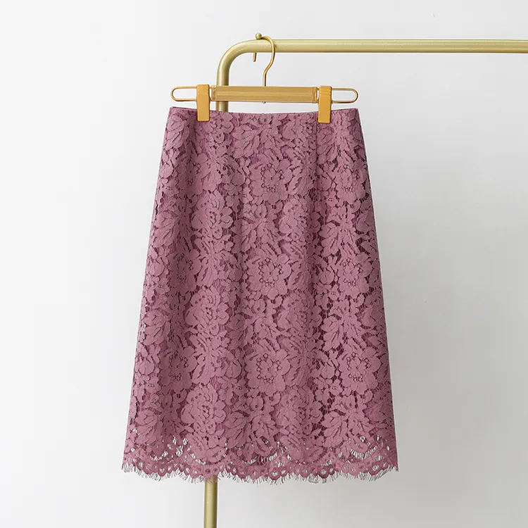 知性优雅紫色蕾丝半身裙女夏季2025新款高级感女人味a字裙小个子