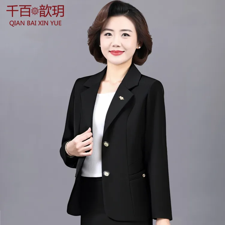 中年妈妈春秋外套时尚小西装新款40岁50女士韩版气质西服短款上衣