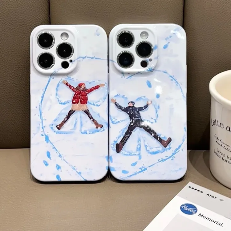 雪地躺平情侣适用iPhone16苹果15手机壳华为oppo红米荣耀vivo菲林