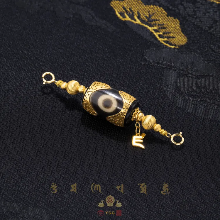 K员格格「财泽天成」将军熊猫三眼天珠金云龙纹吊坠/VQCF61