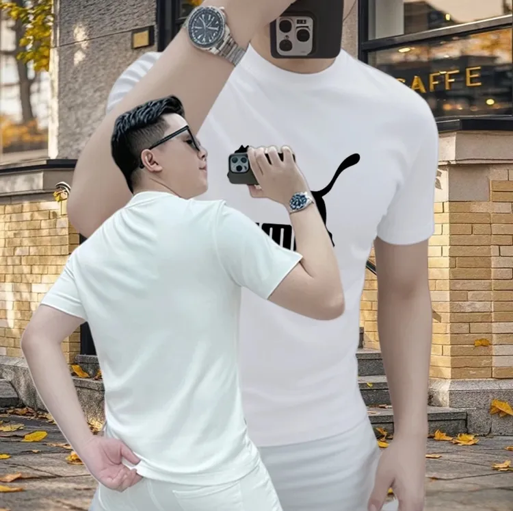 2025美式潮牌纯棉男士短袖T恤夏季时尚休闲宽松简约圆领半袖t恤男