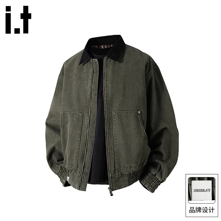 it :CHOCOOLATE美式复古休闲外套男士秋季潮牌高级感宽松翻领夹克