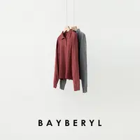 BAYBERYL老贝木槿*Polo领羊毛绞花25秋百搭针织衫ZZS5E1502-9/24