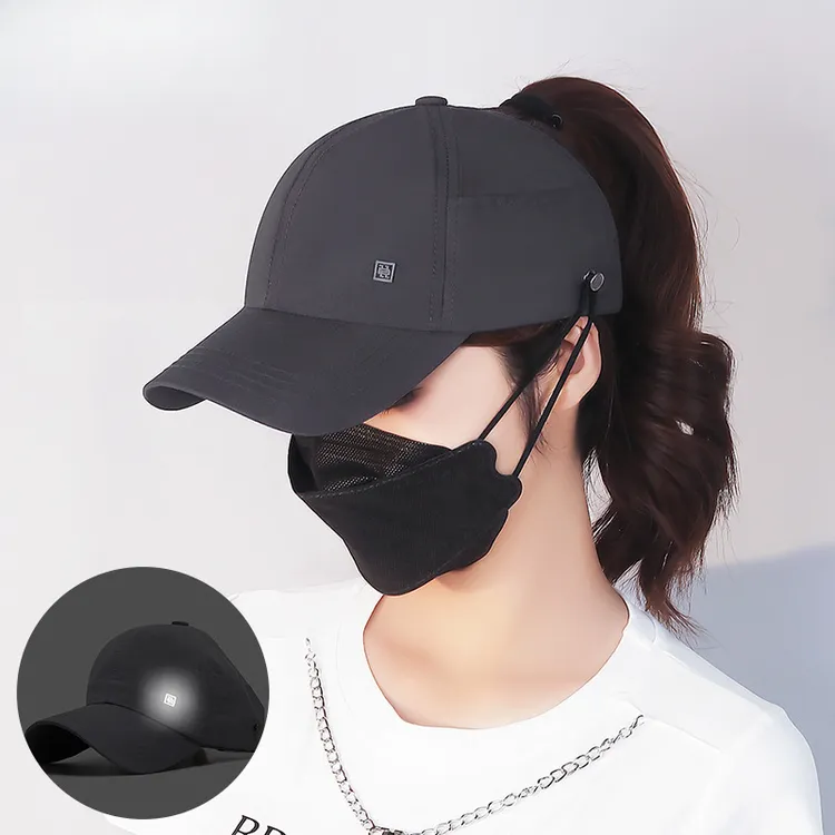 阿媛品质夏季可扎高马尾空顶帽薄款男女户外速干帽可挂口罩鸭舌防