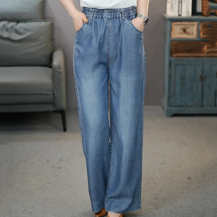 6842蓝莱赛尔天丝牛仔裤女2025夏季新款冰凉感时尚百搭柔软直筒裤