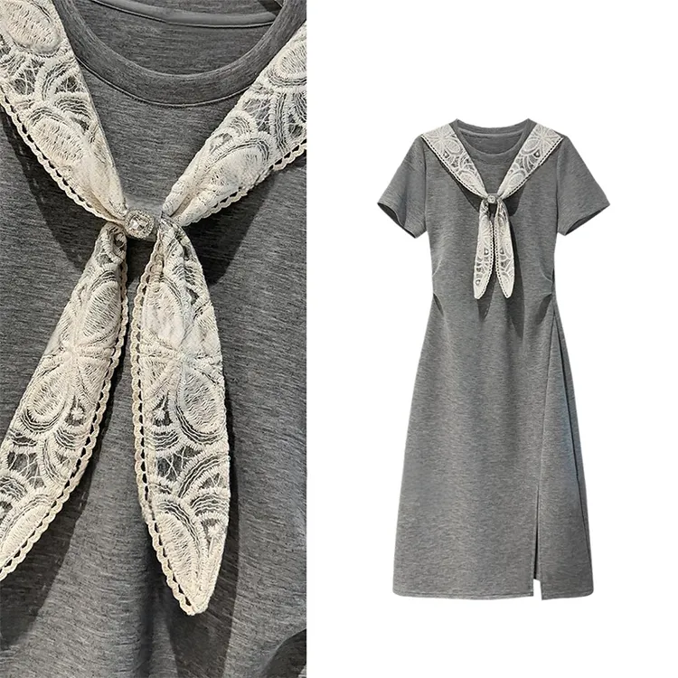 【钻石+蝴蝶结】气质连衣裙夏季新款女法式设计感短袖中长裙2559