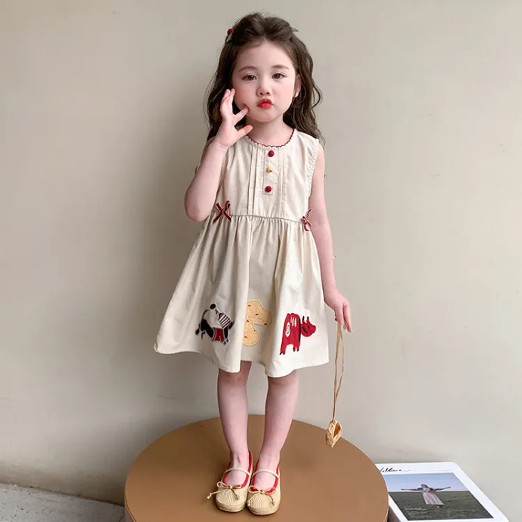 夏装公主裙洋气女童立体卡通可爱背心连衣裙夏季新款儿童风裙子