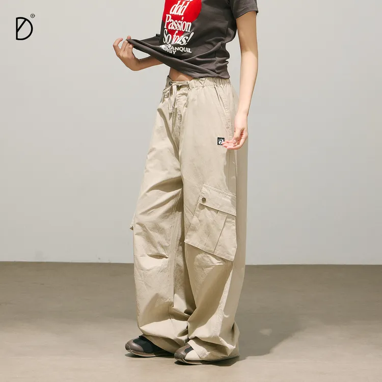 【达人专属】SMILE DDD斜口袋工装裤夏直筒宽松街舞爵士舞阔腿长裤