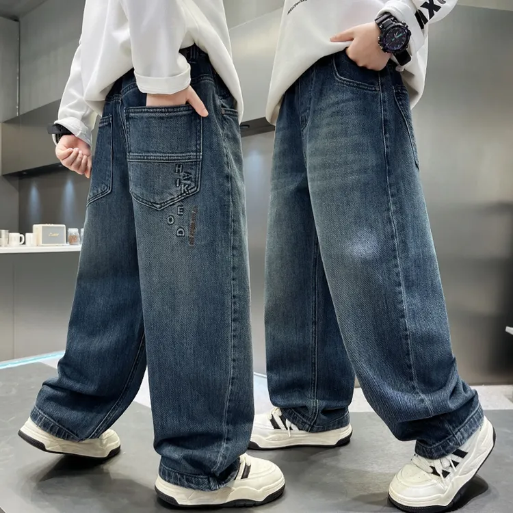 儿童装男童秋装裤子2025新款春秋款中大童男孩长裤秋季休闲牛仔裤