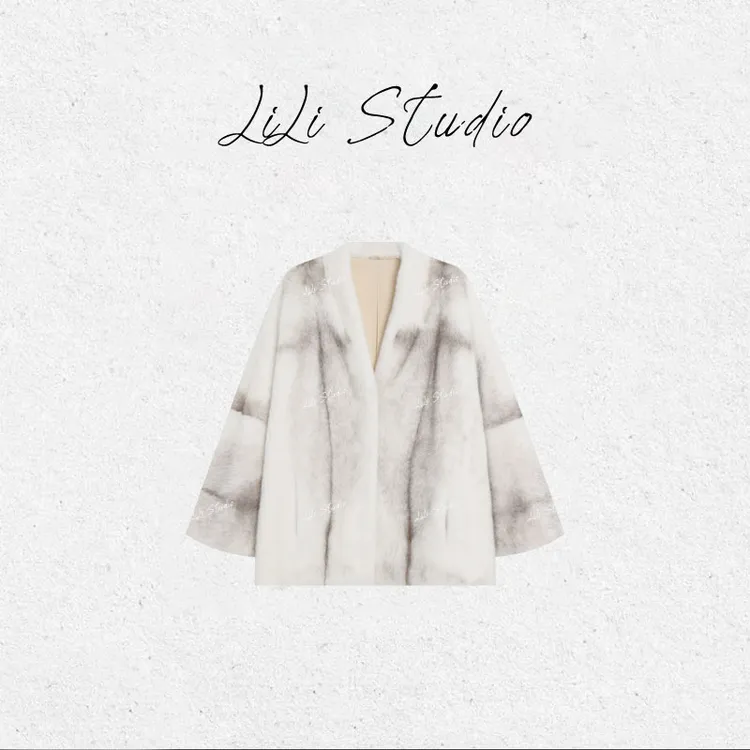 PCNY丨不理理「素调柔裘」丹麦进口银十字V领水貂皮毛一体皮草外套