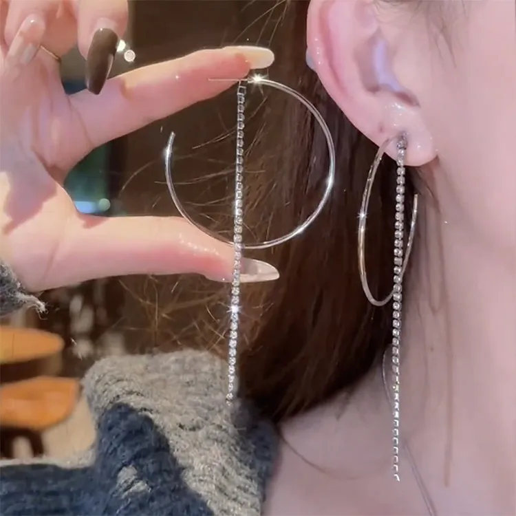 铜合金耳饰 耳扣女耳环气质银色耳圈几何图案耳饰日韩轻奢简约