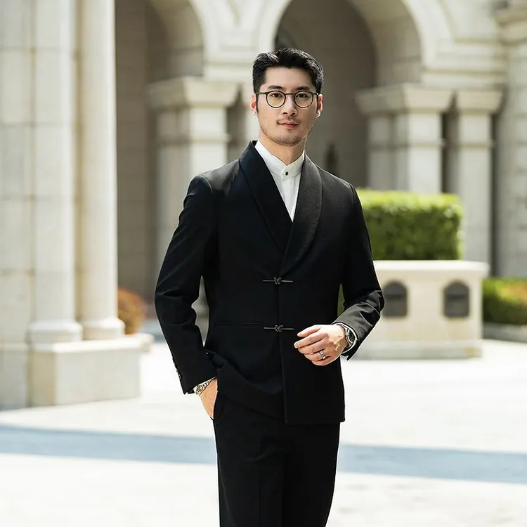 新款西装男士套装喜服新中式新郎结婚礼服订婚休闲西服宴会修身简