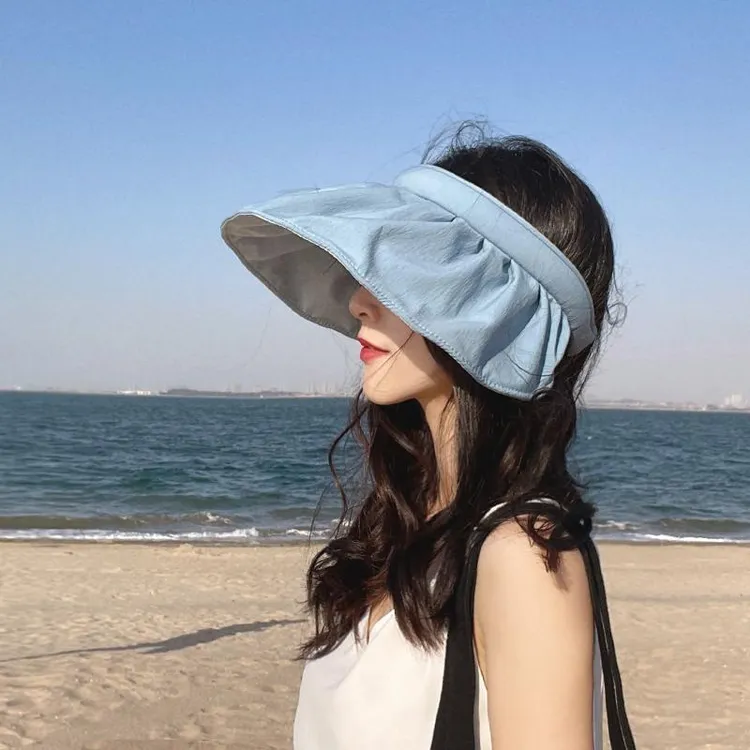 韩版女士帽夏季遮阳帽大檐防晒发箍网红太阳便携贝壳帽遮脸帽可卷