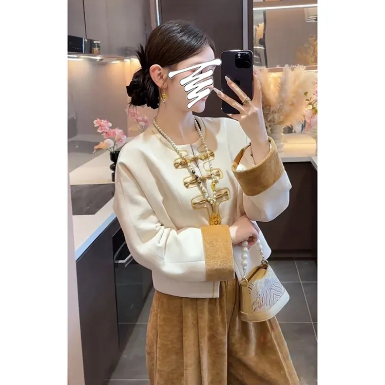 新中式高级时尚套装女秋冬新款气质盘扣上衣休闲裤