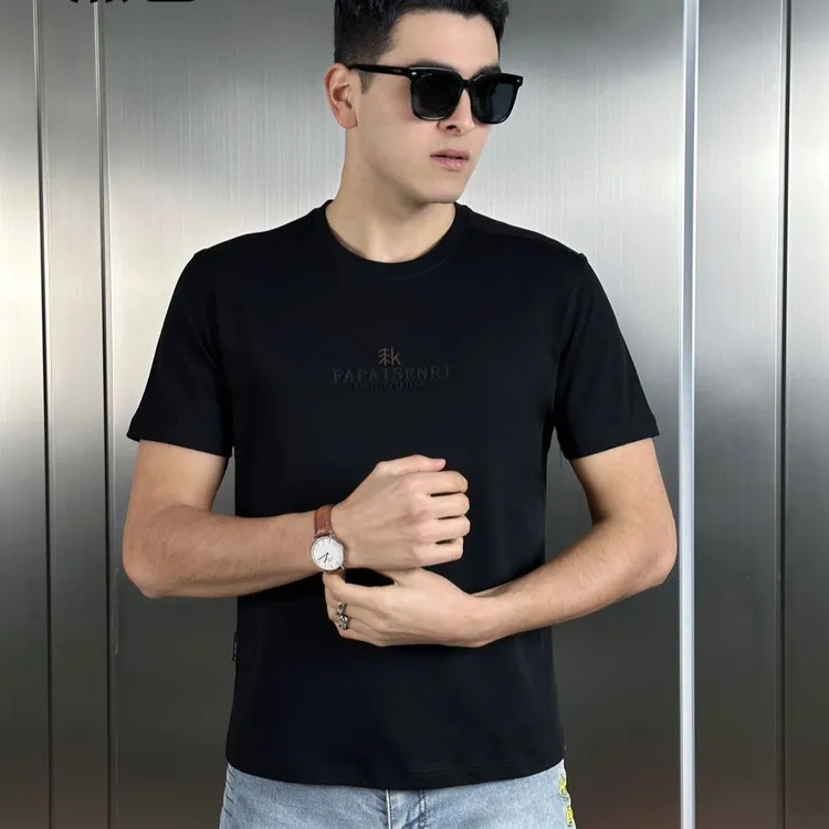 日常运动春夏修身型薄款短袖T恤夏季圆领简约纯色户外经典男装潮