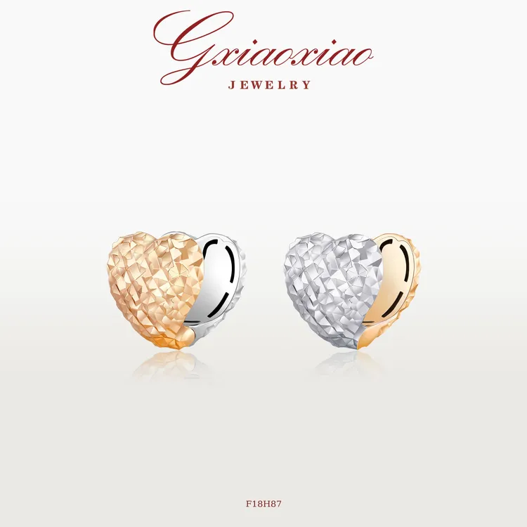 G XIAOXIAO 镀K金【波光粼粼】法式轻奢双色爱心AB面ins耳环 F18H87