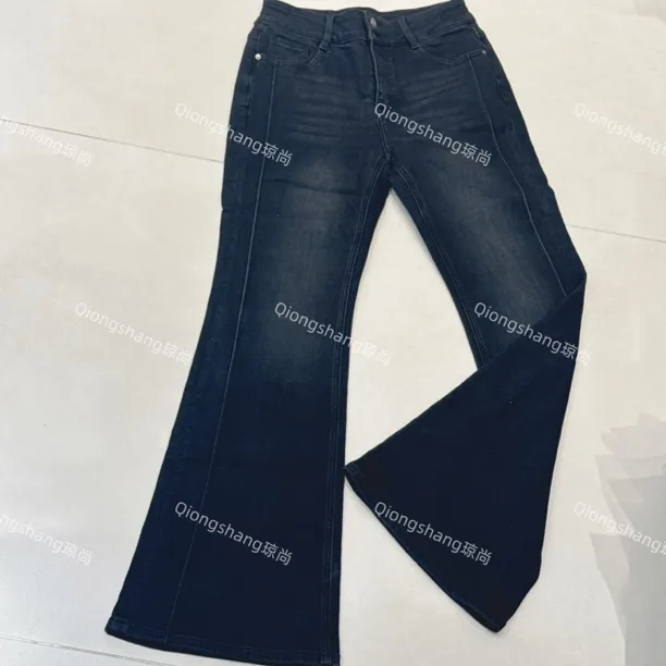 琼尚-新款百搭中高腰加绒加厚微喇牛仔裤148901