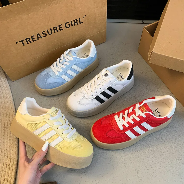 爆款透气网面黄色德训鞋女2025新款夏季百搭糖果色板鞋阿甘鞋