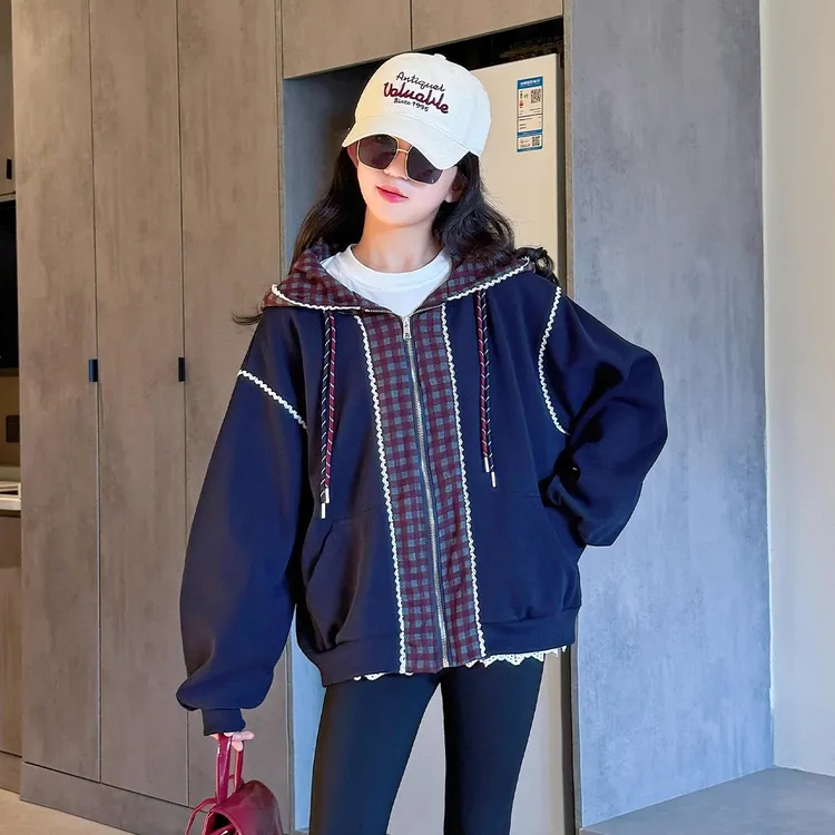 女童秋冬外套2025新款洋气女大童韩系冬装6-12岁儿童加厚上衣开衫