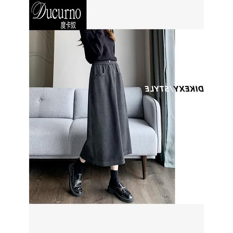 时尚百搭半身裙女款爆款2025新款秋季高腰休闲半裙气质长款长裙子