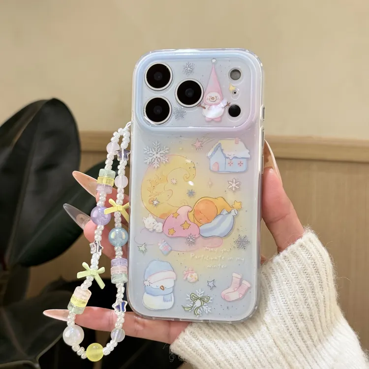 喵六家鎏金渐变睡梦星星人 IMD双层手机壳适用于苹果 17pm/13