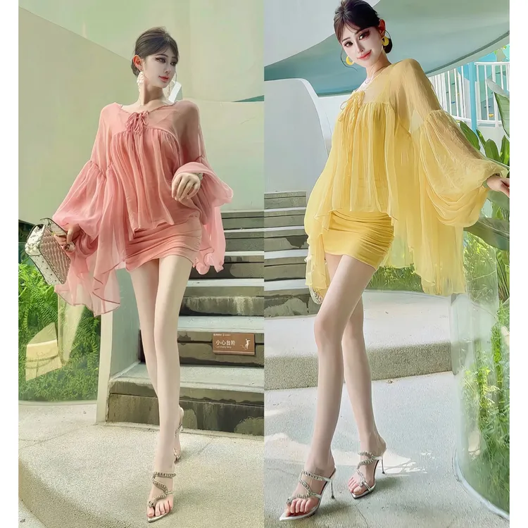 郁儿baby【清风拂袖】春夏慵懒松弛贵妇柔纱套装裙