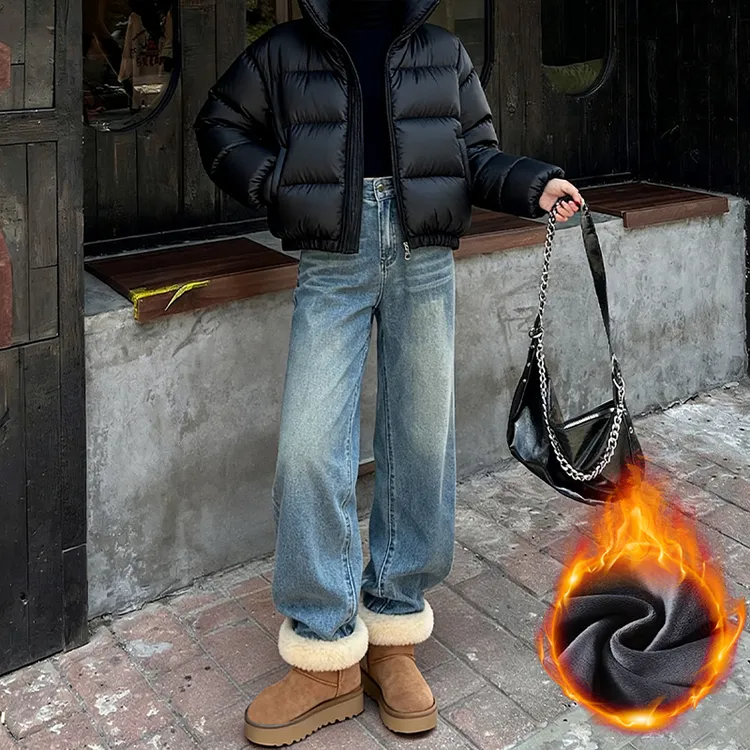 小个子辣妹美式直筒牛仔裤女2025秋季新款高腰显瘦百搭窄版阔腿裤