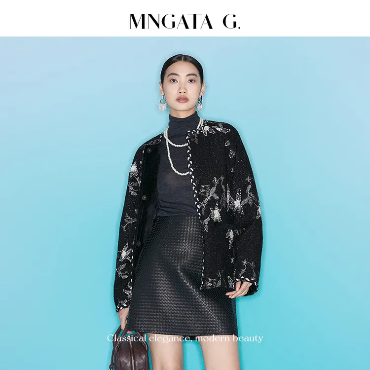 MNGATA G.宫小妍【白鹅绒·兰芷】重工钉珠新中式刺绣短外套5071564