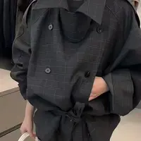 6188南油西服款格子风衣