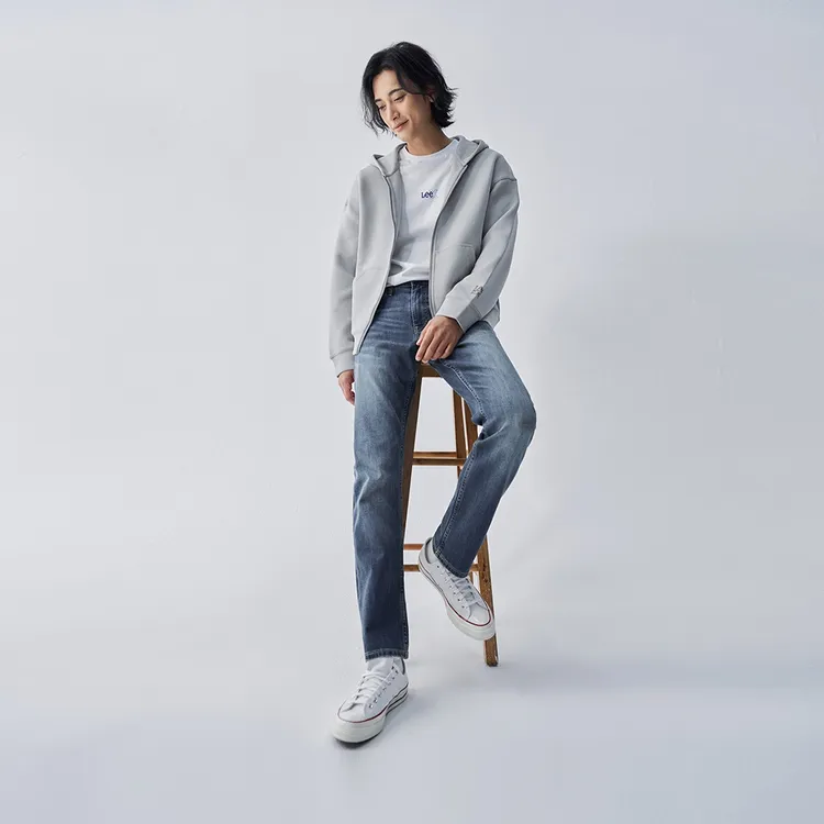 【726直筒裤-柏林蓝】Lee25秋冬琥珀流光中腰中蓝色潮流男牛仔裤