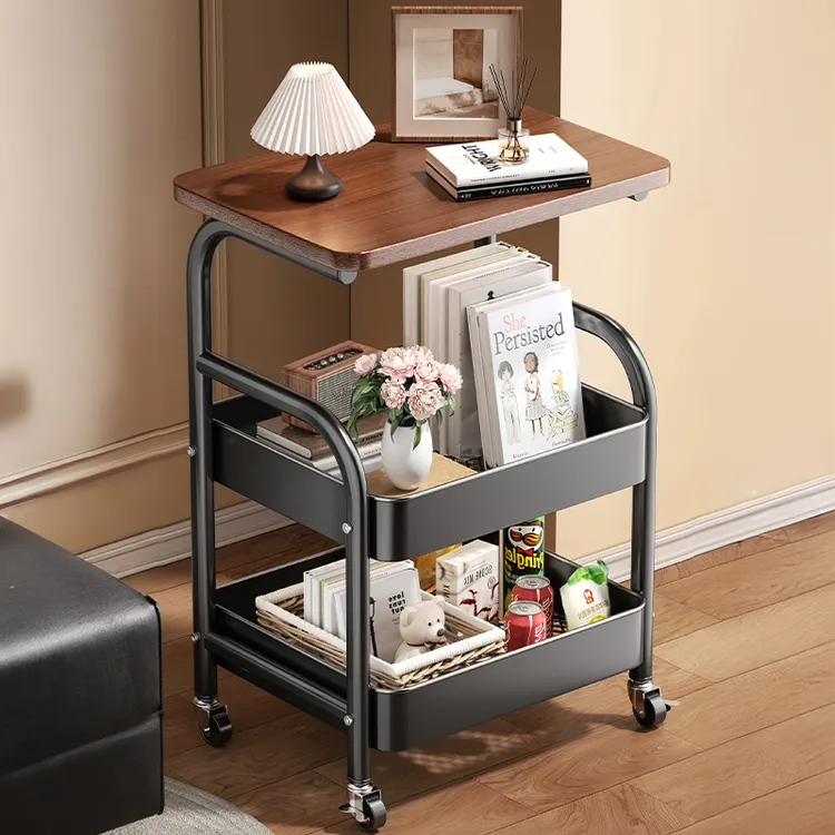 中古收纳置物架小推车落地床头柜客厅沙发边几家用茶几零食整理架