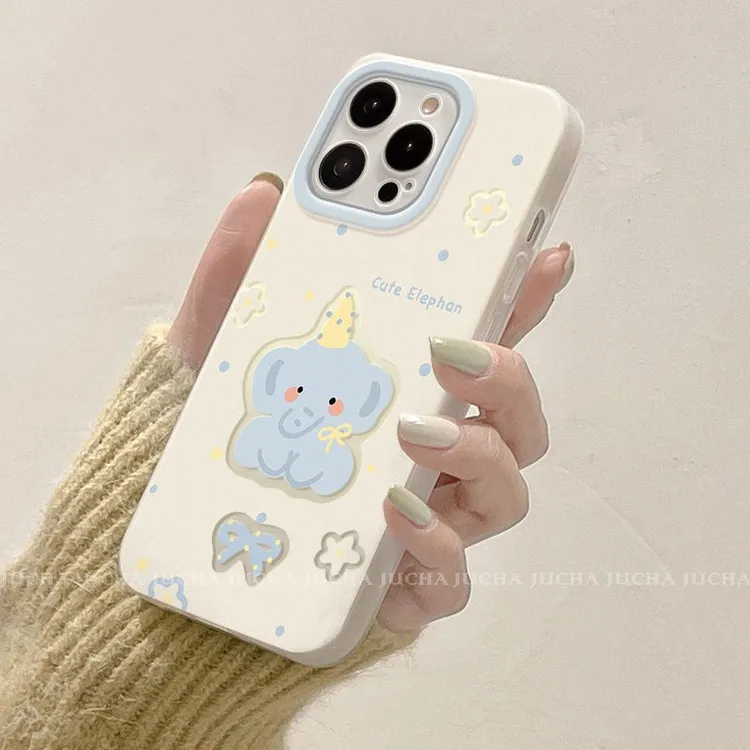 奶呼蓝色小象适用苹果17pro手机壳硅胶opporeno14硅胶小米15防摔