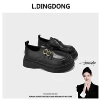 【刘叮咚女鞋】厚底中跟小皮鞋女圆头时尚2025秋冬新款法式乐福鞋