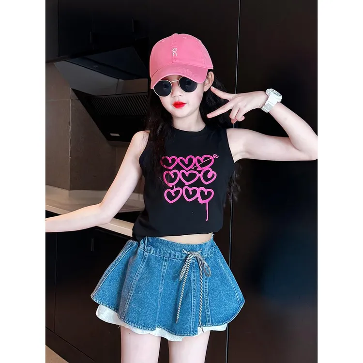 女童牛仔裙裤外穿夏薄款2025新款儿童短裤套装洋气女大童炸街热裤