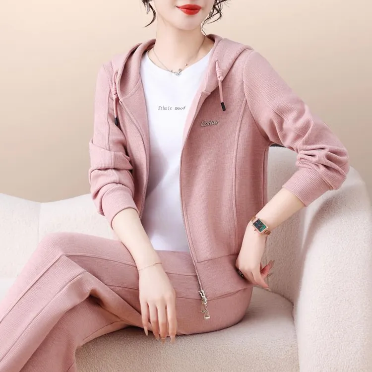减龄运动套装女2025年新款宽松洋派显瘦连帽运动衫休闲百搭两件套