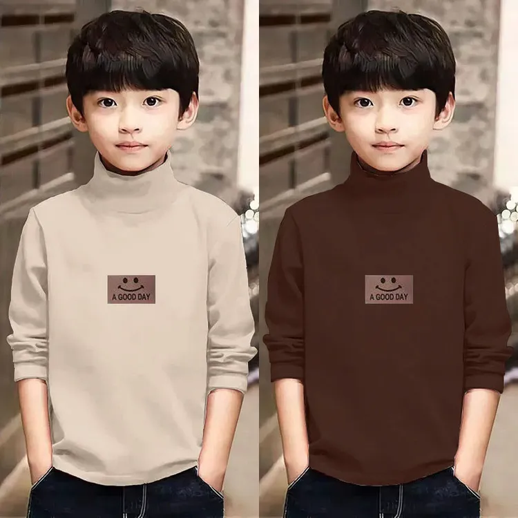 春秋男女童保暖加厚德绒冬季韩版半高领t儿童打底衫长袖T恤上衣