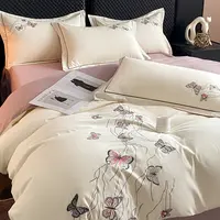 加厚纯棉磨毛刺绣床上四件套四季高级感全棉被套床单笠轻奢床品11