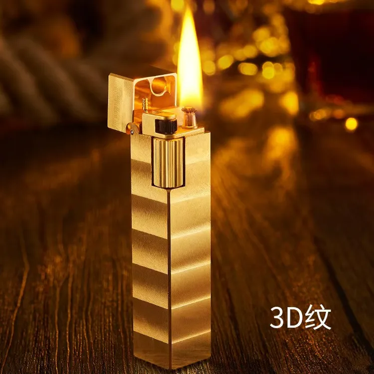 好运达黄铜小口红四方型侧滑砂轮点火男士个性打火机