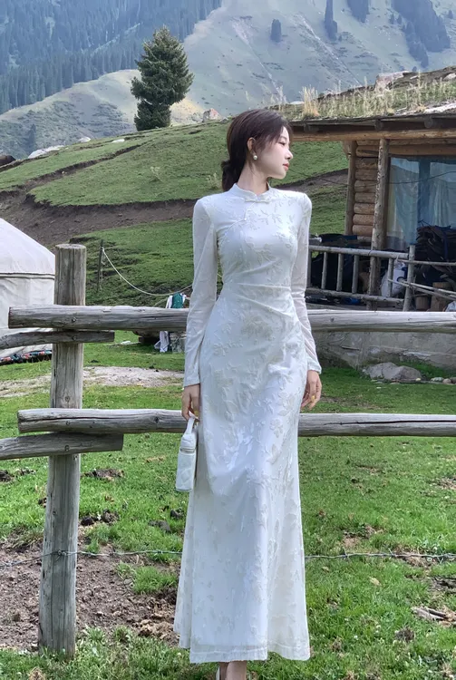 EIA一尧新中式国风【迷雾花】清冷千金感旗袍连衣裙气质显瘦烧花裙