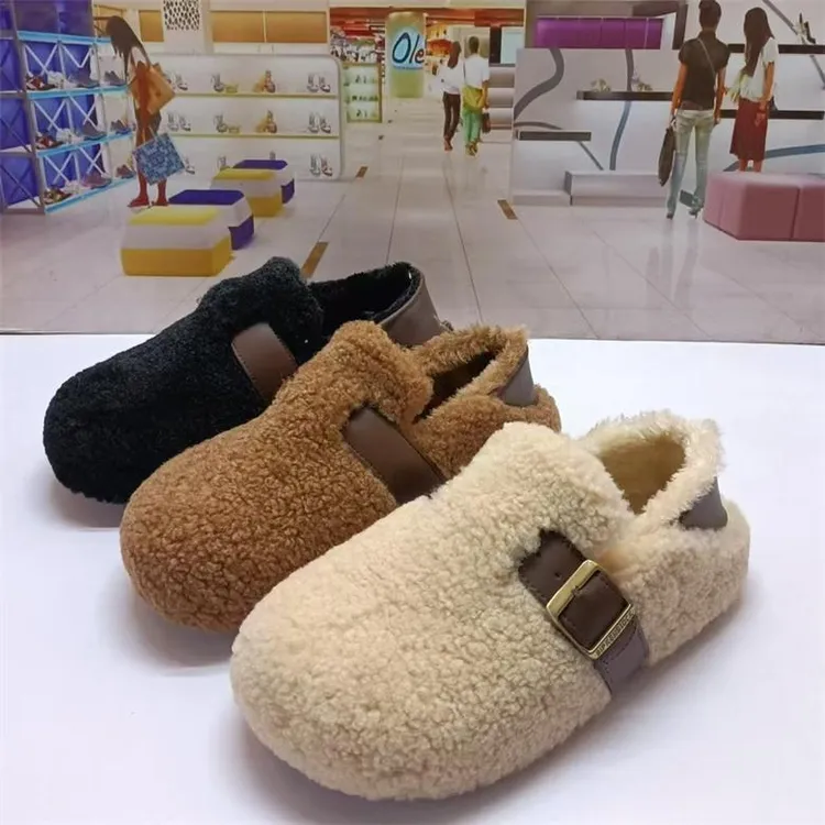 【高奢&达人款】2025秋冬季新款一脚蹬外穿毛毛鞋女覆古加绒勃肯