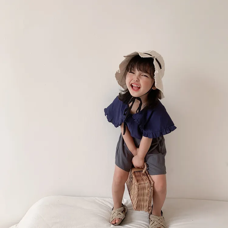 2025夏季女童童装韩国设计师款韩版大翻领