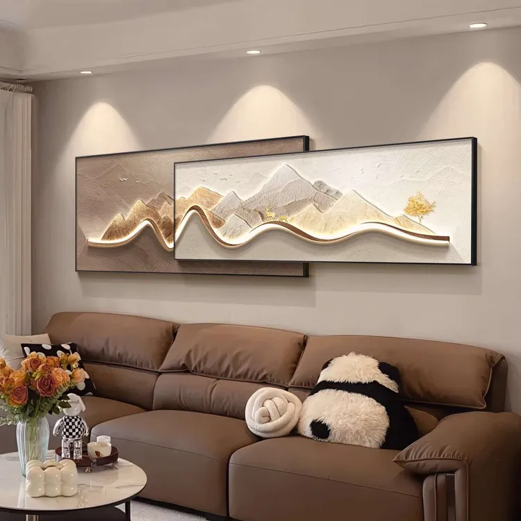 现代轻奢客厅装饰画高级感沙发背景墙挂画背有靠山2025新款壁画
