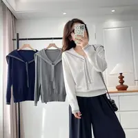 JIANAOBEN/简澳本微胖大码宽松显瘦减龄学院风海军领洋气针织衫