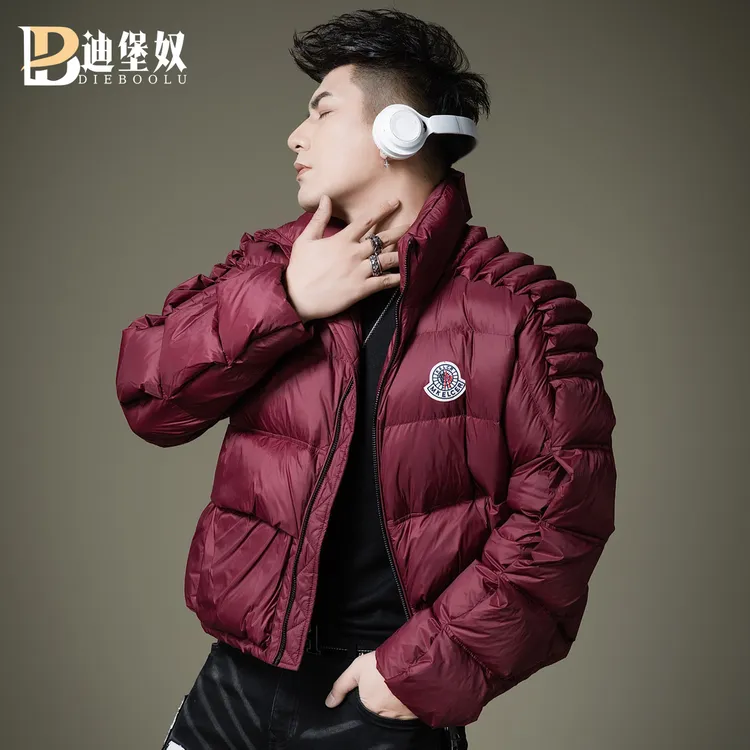 欧洲站2025新款冬季潮牌立领羽绒服男冬季加厚防寒面包服保暖外套