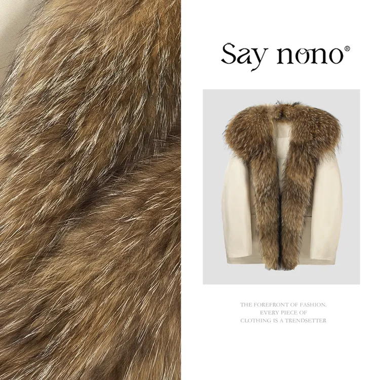 懒猫nono│Saynono 廓形貉子毛立领羽绒鹅绒派克服外套 GX1033MY