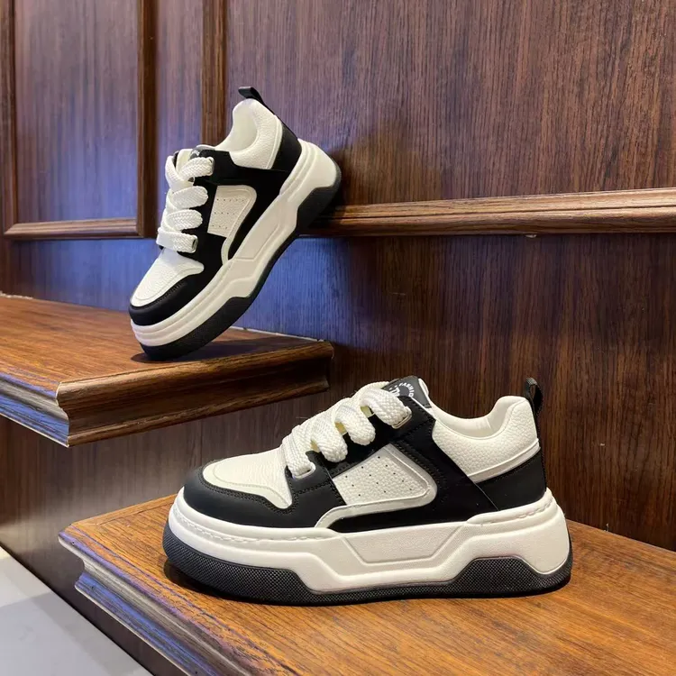男鞋时尚厚底百搭拼色秋冬季休闲板鞋低帮增高小众潮流男生鞋子