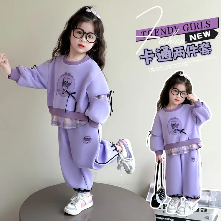 女童库洛米套装春秋季2025新款儿童休闲运动秋装女宝宝洋气两件套