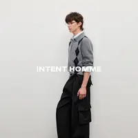 INTENT 阿尔盖菱格针织衫/美利奴羊毛毛衣静奢风随性休闲纽扣多穿