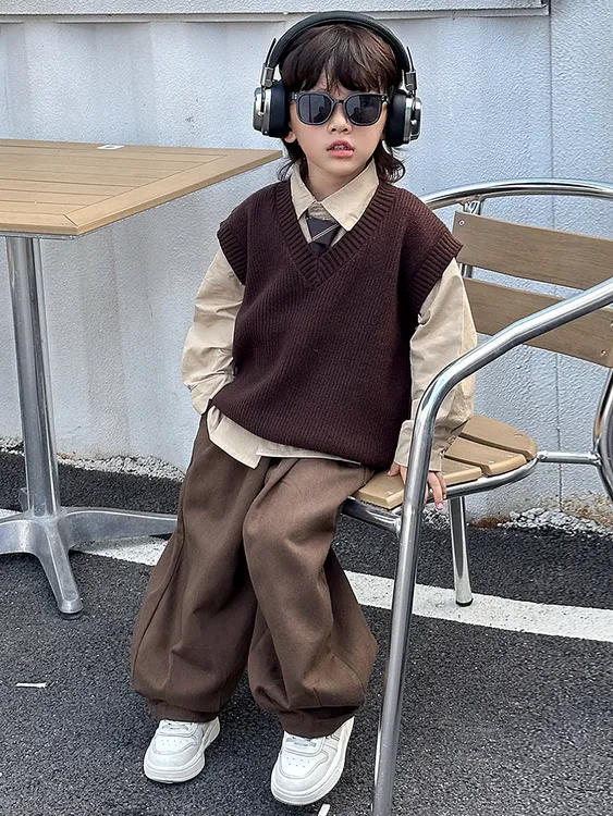 男宝学院风套装男童秋季穿搭2025新款春秋款儿童三件套韩版秋装潮