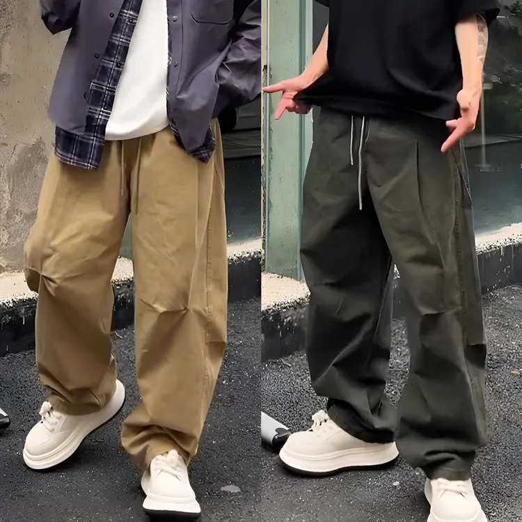 秋季新款美式潮牌街头重磅阔腿弯刀裤男士时尚宽松百搭直筒休闲裤